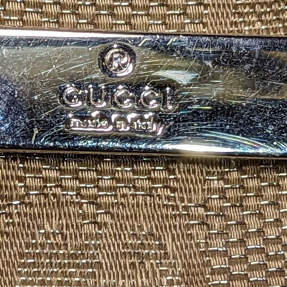 Gucci Logo Gold Metallic Canvas Handbag 002 1115 - Picture 4 of 16